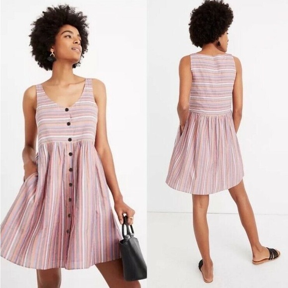 Striped Sleeveless Babydoll Dress - Picture 1 of 7